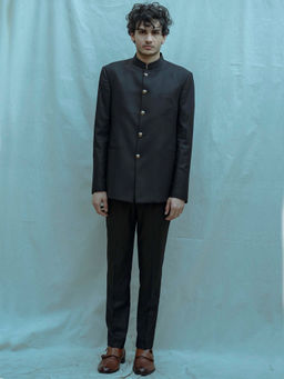 Bohame - Black Classic Bandgala Kurta And Pajama (Set of 2)