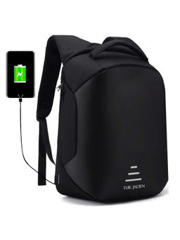 FUR JADEN - Black 20L Anti Theft Bag 15.6 Inch Laptop Backpack with USB Charging Port