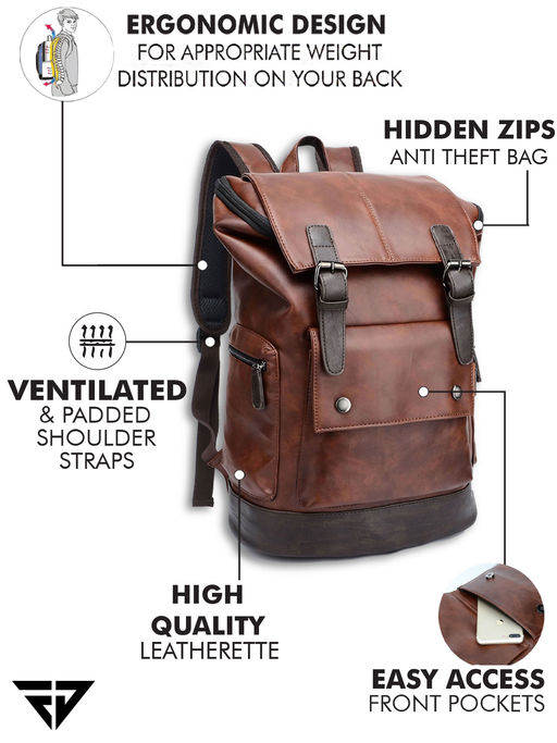 brown faux leather backpack amazon HLC Genuine Laptop Rucksack For Men Women Genuine Large Capacity Business Retro Travel Camping Daypack Bag (Brown) : Electronics youll look the part and totally smart VASCHY Mini Backpack Purse for