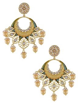 Tribe Amrapali - Gold Plated Enamelled Turquoise Jaali Drop Earrings