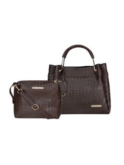 Bagsy Malone - Brown Crocodile Print Handbag and Sling Bag (Set of 2)