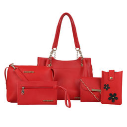 Bagsy Malone - Red Women's Tote Combo Bag Of 5 Handbags