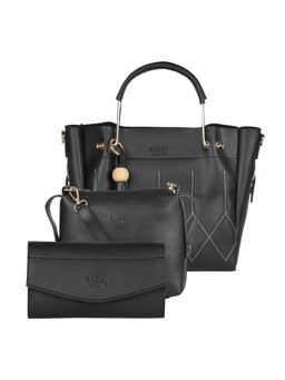 Bagsy Malone - Black Embroidered Tote Bag Combo (Set Of 3)