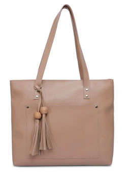 Bagsy Malone - Women's Beige Big Size Spacious Tote Bag