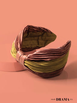 Hair Drama Co. - Pleated Knotted Headband - Pink & Gold