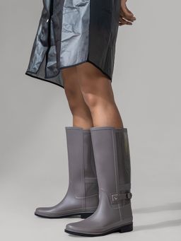 Twenty Dresses by Nykaa Fashion - Grey Buckled To Me Rainwear Boots