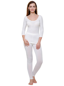 Bodycare - Women Off White Solid Thermal Top Off White