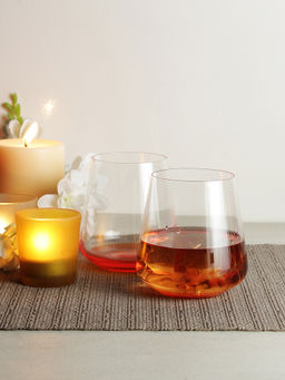 Bohemia Crystal - Siesta Orange Base Whiskey Glass Set, 400ml, Set of 6, Transparent