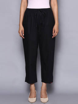 Biba - Black White Cotton Ankle Length Pants