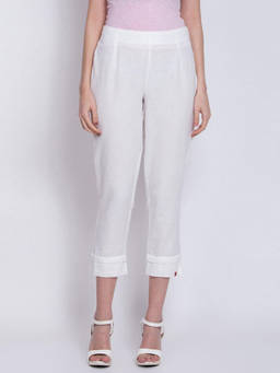 Biba - White Cotton Flax Pants