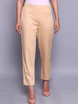 Biba - Beige Solid Pant