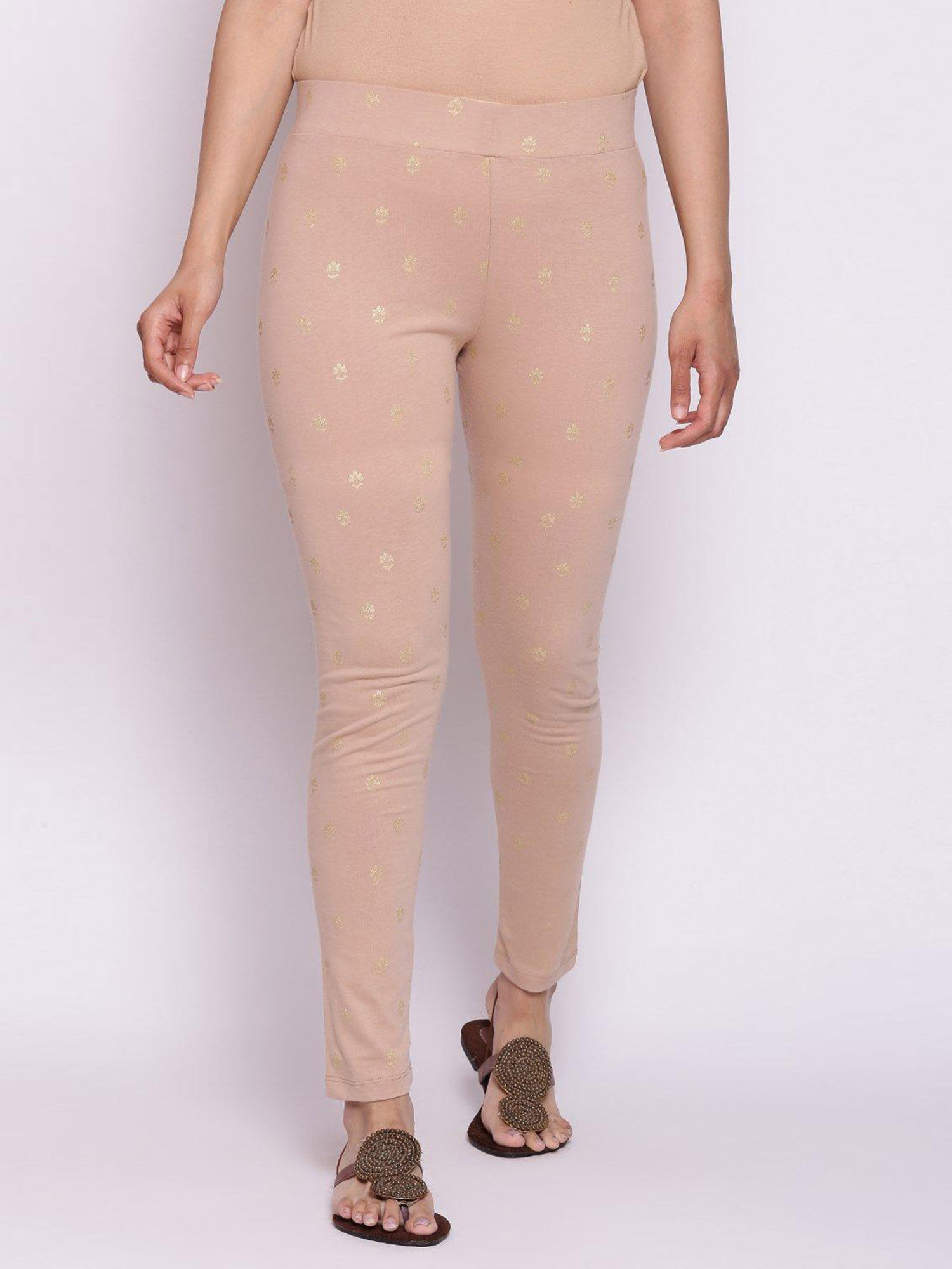 Buy Biba Beige Cotton Leggings Online 