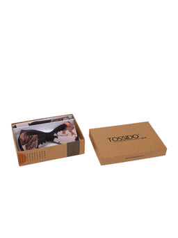 Tossido - Brown Double Stitch Printed Bowtie & Printed Pocket Square In Box