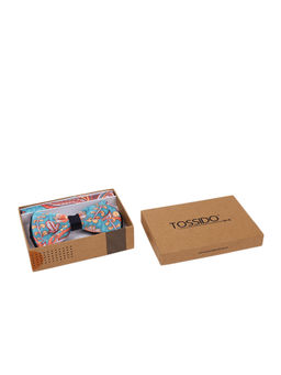 Tossido - Multi-Colour Double Stitch Printed Bowtie & Printed Pocket Square In Box
