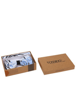 Tossido - Multi-Colour Double Stitch Printed Bowtie & Printed Pocket Square In Box
