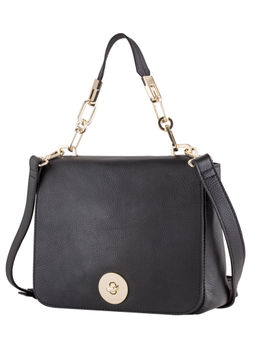 CARPISA - Medium Leather Flap Bag - Attilia Black Handbags