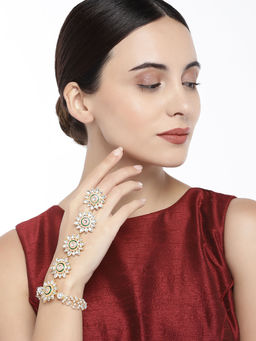 Accessher - Meenakari Kundan Gold Plated Wraparound Bracelet