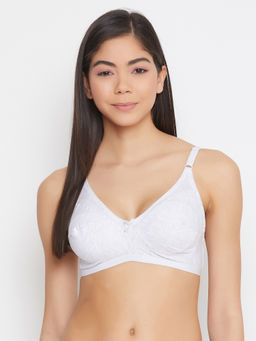 Clovia - Cotton Rich Solid Non-Padded Full Cup Wire Free Full Figure Bra - Light Grey