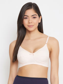 Clovia - Cotton Rich Solid Non-Padded Full Cup Wire Free Everyday Bra - Light Pink