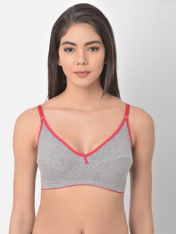 Clovia - Cotton Rich Solid Non-Padded Full Cup Wire Free Everyday Bra - Light Grey