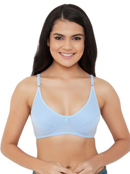 Clovia - Cotton Spandex Solid Non-Padded Full Cup Wire Free Everyday Bra - Light Blue