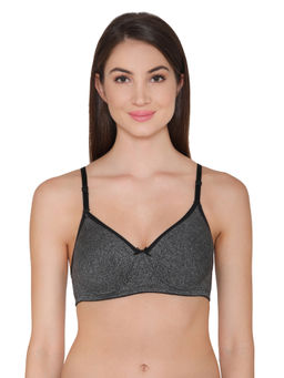 Clovia - Polyamide Solid Padded Full Cup Wire Free T-shirt Bra - Dark Grey