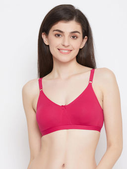 Clovia - Cotton Non-Wired Double Layered Full Cup Bra with Detachable Straps - Pink