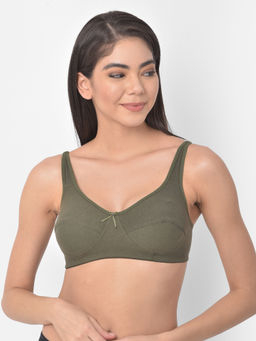 Clovia - Non-Padded Non Wired Full Cup Bra - Cotton - Green