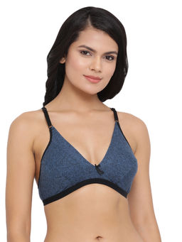 Clovia - Non-Padded Non-Wired Bra In Dark Blue - Cotton Rich
