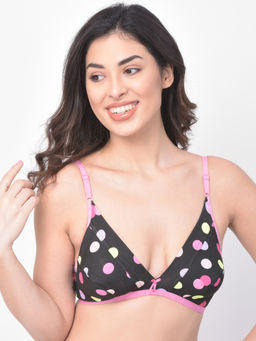 Clovia - Cotton Non-Padded Non-Wired Printed Plunge Bra - Black