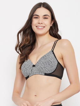 Clovia - Padded Non-wired Full Cup Animal Print T-shirt Bra In - White