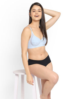 Clovia - Non-Padded Non-Wired Full Cup Bra In Ice Blue - Cotton
