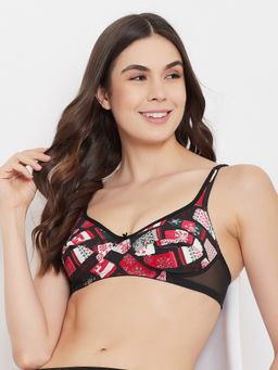 Clovia - Non-padded Non-wired Full Cup Abstract Print Bra - - Multi-Color