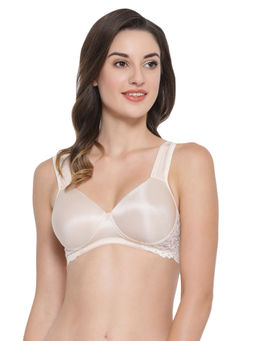 Clovia - Padded Non-Wired T-Shirt Bra with Lace Wings - Nude