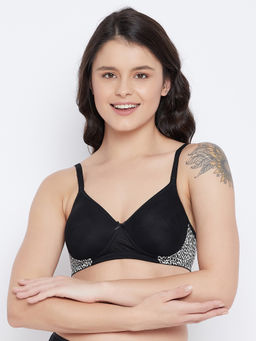 Clovia - Padded Non-Wired Full Cup T-shirt Bra in Black
