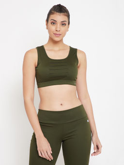 Clovia - Padded Wirefree Medium Impact Sport Bra - Green
