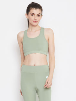 Clovia - Medium Impact Padded Sports Bra With Removable Cups - Green