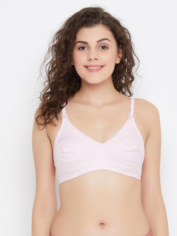 Clovia - Non-Padded Non-Wired Full Coverage Maternity / Feeding Bra in Pink- Cotton