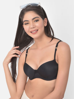 Clovia - Level 1 Push-Up Underwired Full Cup Balconette T-Shirt Bra - Black