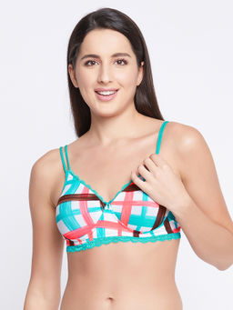 Clovia - Padded Non-Wired Full Cup Checkered Bra - Multi-Color