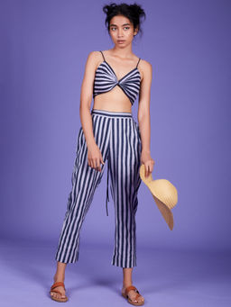 Mati - Lavender Stripes Bralette With Pant - Customisable (Set of 2)