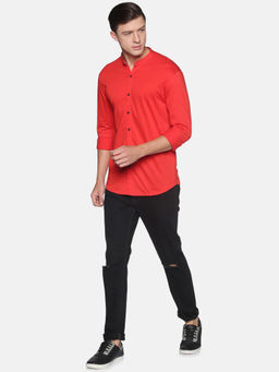 SHOWOFF - Men's Cotton Casual Red Solid Slim Fit Shirt