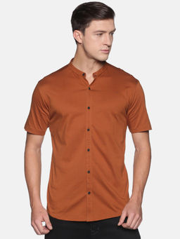 SHOWOFF - Men's Cotton Casual Brown Solid Slim Fit Shirt