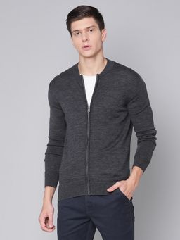 Bruun & Stengade - Grey Solid Round Neck Cardigan