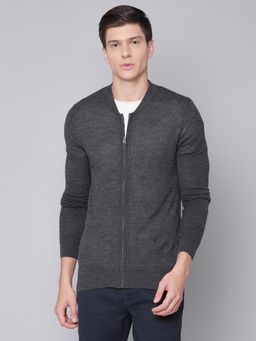 Bruun & Stengade - Grey Solid Round Neck Cardigan