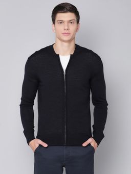 Bruun & Stengade - Navy Blue Solid Round Neck Cardigan