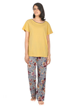 Bstories - Women's Picnic Floral PJ Set - Yellow