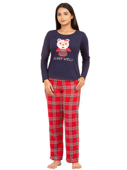 Bstories - Women's Teddy Print PJ Set - Blue