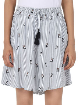 Bstories - Women's Dog Print Culloute Shorts - White