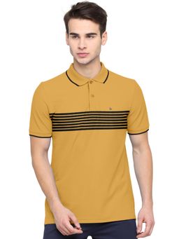 BULLMER - Yellow Men Cotton Blend Polo Neck Stripes T-shirts